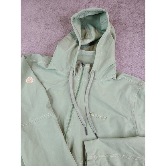 Marmot Jacket Mens L Green Windbreaker Hooded Half Zip Outdoor Hiking Pullover - Picture 1 of 7